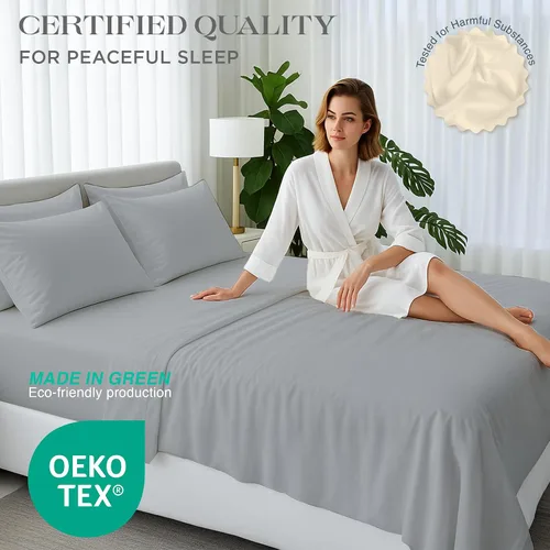 Miniatura 14 de Bluemoon Homes Sábanas de Algodón Egipcio Twin - Juego de Sábanas de 4 Piezas, Juego de Ropa de Cama de 1000 Hilos, Suave y Lujoso Juego de Sábanas