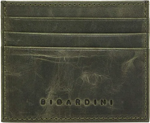 Billetera delgada de cuero genuino vintage minimalista con bloqueo RFID para tarjetas de crédito para hombres y mujeres, Caqui, Tarjetero de cuero