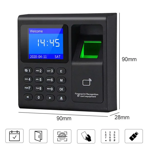 Miniatura 6 de LIBO Máquina de asistencia de tiempo biométrico inteligente de huellas dactilares Grabadora de reloj de tiempo Dispositivo de registro de empleados