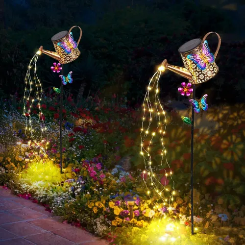 Miniatura 5 de Regadera solar con luces para jardín al aire libre, luces decorativas impermeables con estaca para jardín para patio, césped, patio, camino, porche