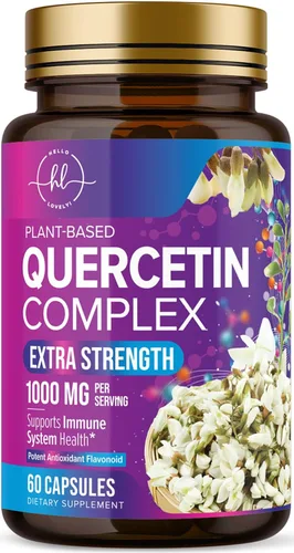 Dihidrato de quercetina 1000 mg por porción - Bioflavonoides de primera calidad a base de plantas - Antioxidante extra fuerte Apoyo para la salud