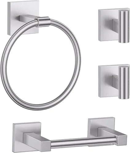 Miniatura 18 de Lairuier Juego de accesorios de baño, juego de 4 piezas de soporte para toallas que incluye soporte para papel higiénico, anillo para toallas y 2