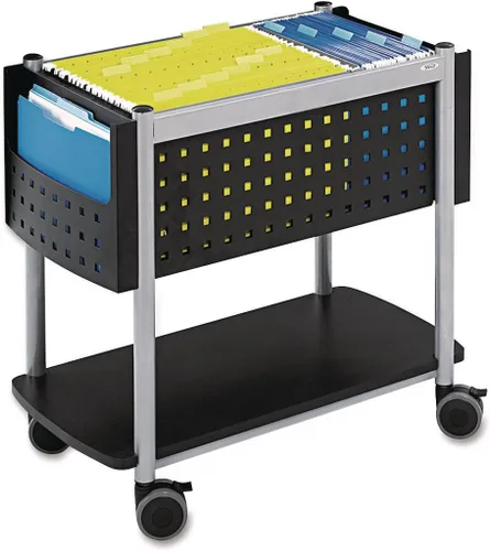 Miniatura 5 de Safco Scoot - Carro de archivos móvil con superficie de trabajo, se adapta a carpetas colgantes de tamaño carta y legal, incluye una tapa de bloqueo