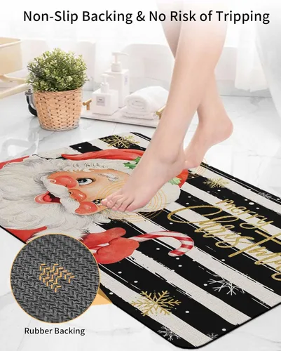 Miniatura 5 de Alfombra de baño de Santa para bañera, antideslizante, de secado rápido y absorbente, tierra de diatomeas, fregadero, cocina, sala de estar, Santa