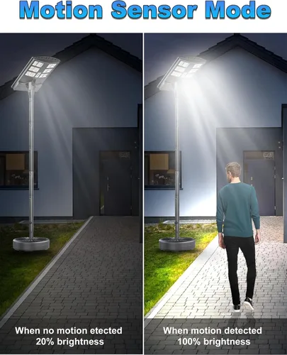 Miniatura 5 de JAYNLT Luces solares de calle de 4000 W para exteriores con poste de 118 pulgadas de alto, 3000 K/4000 K/6500 K 300000 LM, lámparas solares de pie