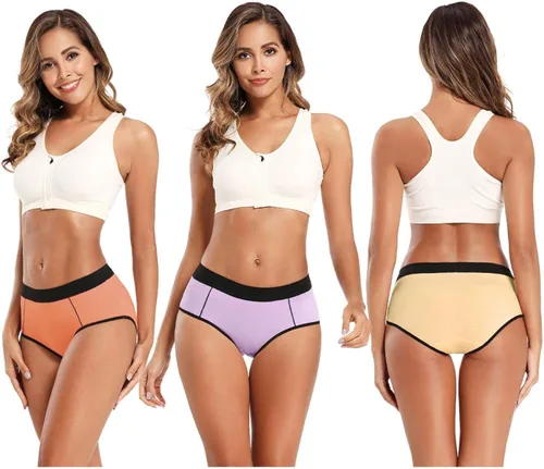 Miniatura 5 de POKARLA - Ropa interior elástica de algodón para mujer, pantaletas de cintura media-alta, paquete de 5