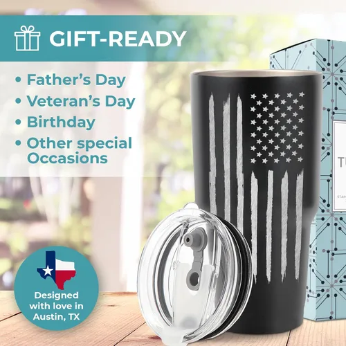 Miniatura 2 de Vaso con la bandera estadounidense de 30 onzas, taza de viaje patriótica para hombres, la mejor taza de café patriótica para él, regalos únicos