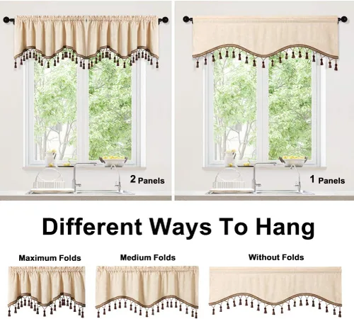 Miniatura 5 de Cortinas de doble cara de felpilla para cortina de cocina, cenefa para sala de estar