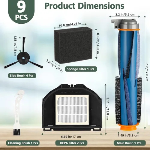 Miniatura 8 de Piezas de repuesto para aspiradora compatibles con Shark RV2310AE AV2310AE RV2310AE RV2320S UR2350AE RV2300S Matrix Robot Aspirador, 1 cepillo, 2
