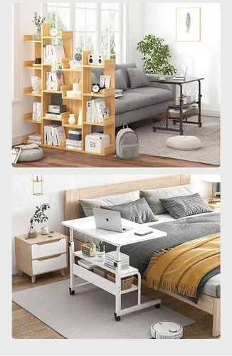 Miniatura 6 de Mesa de escritorio movible para espacios pequeños, práctico escritorio portátil para computadora, ajustable, para la oficina en casa, mesita