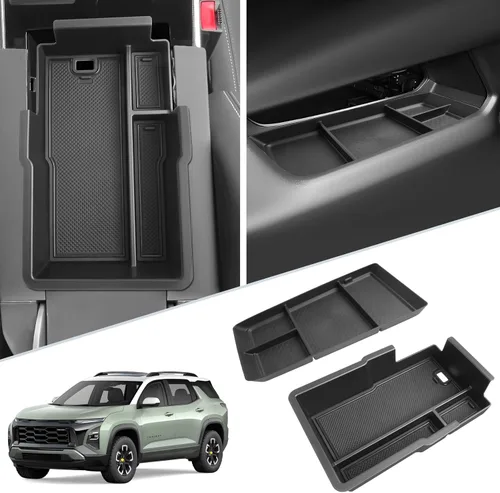 Miniatura 15 de SKTU para 2022 2023 Chevrolet Bolt EUV EV Organizador de consola central inserto de ABS negro, bandeja de materiales, reposabrazos, caja de 2022
