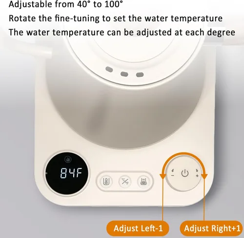 Miniatura 3 de Hervidor eléctrico de cuello de cisne con control de temperatura, hervidor de café vertido de 0.9 L, hervir rápido de 1200 W, interior de acero Beige