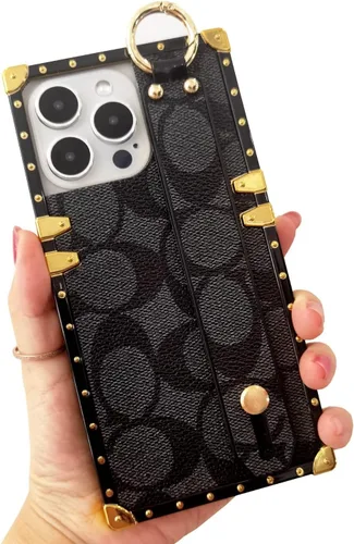 Miniatura 10 de Funda Rectangular de Cuero de Lujo para Teléfono Diseñada para Samsung Galaxy S23 Ultra Funda Linda con Correa de Muñeca Anti Caídas Protectora