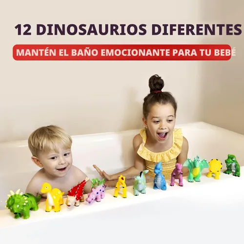 Miniatura 5 de Hely Cancy Juguetes de baño de dinosaurio para niños pequeños, sin agujeros, bañera de bebé, ducha, agua, piscina, juguetes