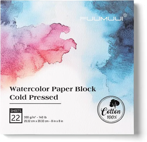 Miniatura 13 de Bloc de Papel de Acuarela, Fuumuui 5.5 x 8.5 pulgadas Papel 100% Algodón (20 Hojas, 140lb/300g), Encuadernado en Espiral para Pintar, Dibujar