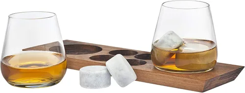 Miniatura 4 de Godinger Vasos de whisky, vasos para beber, vasos de bar, copas de vino, vasos sin tallo y rocas escalofriantes Juego de barras de whisky en bandeja