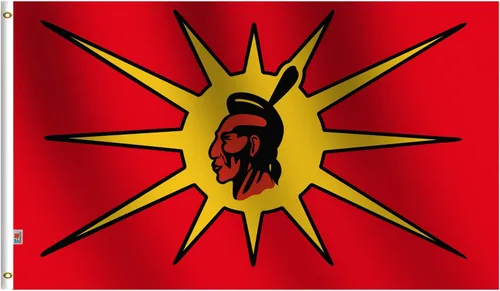 Miniatura 12 de Bandera de pueblo nativo americano Triba Abenaki de 3 x 5 pies, grande, tela de seda suave 100D para interiores y exteriores, 36 x 60 pulgadas