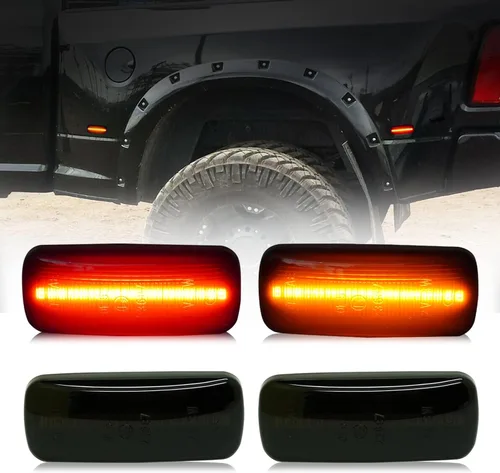 Miniatura 11 de D-Lumina Conjunto de luces LED laterales ámbar y rojo compatible con Dodge Ram 2500 3500 2003-2009 marcadores laterales de guardabarros de cama
