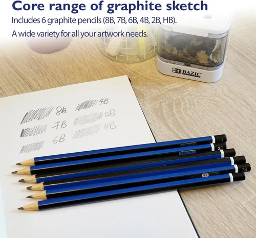 Miniatura 5 de BAZIC PRODUCTS Juego de lápices de dibujo y boceto (surtido de 6), para exámenes escolares de escritura, paquete de 2