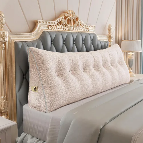 Miniatura 36 de Almohada de cabecera gruesa totalmente rellena individual XL, cabecero acolchado de dormitorio, soporte suave y firme, cojín grande triangular, Azul