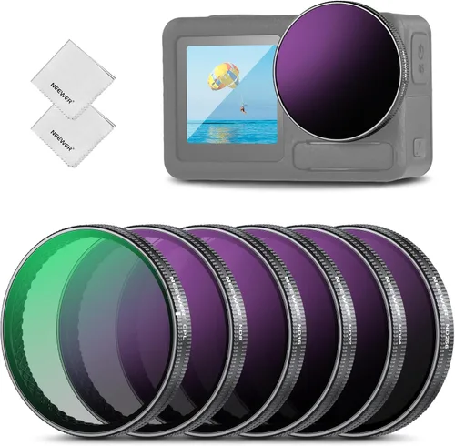 Miniatura 20 de NEEWER Filtro ND variable compatible con DJI Osmo Action 5 Pro/4/3, ND2-32 1-5 Paradas a presión Multicoated HD Vidrio óptico de densidad neutra