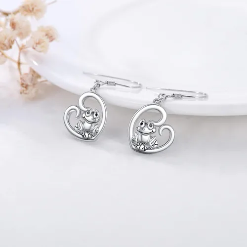 Miniatura 25 de POPKIMI Bonitos aretes colgantes de animales, joyería de animales, regalos de cumpleaños y Navidad para mujeres, aretes de ópalo de cristal de plata