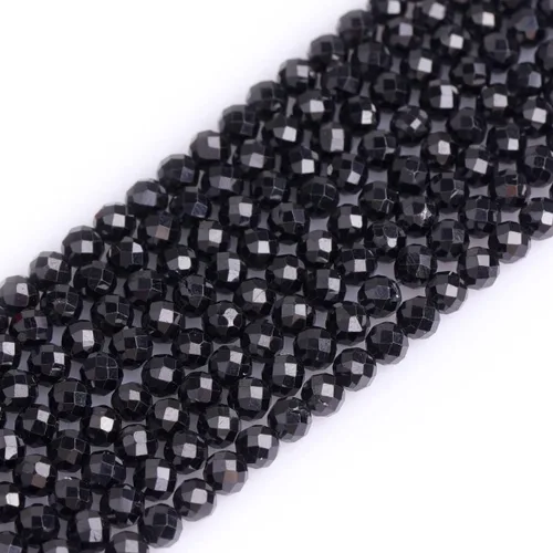 Miniatura 31 de GEM-Inside - Cuentas sueltas de turmalina negra natural de 0.157 pulgadas (0.157 in) facetadas de grado AAA, cuentas de energía de piedra energética