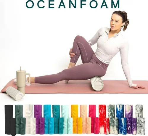 Miniatura 9 de Oceanfoam Tidal Roller - Natural - Rodillo de espuma para masaje muscular para dolor de espalda y estiramientos, textura firme y ergonómica de onda