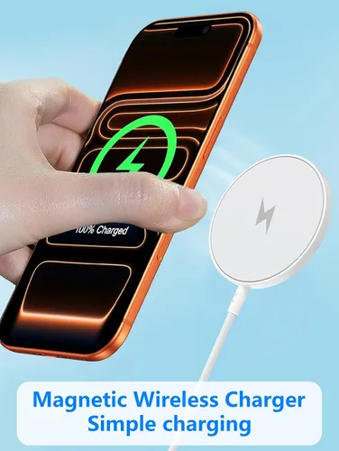 Miniatura 8 de Cargador inalámbrico magnético para Apple iPhone 17/16/15/14/13/12/11/AirPods, paquete de 2 cables largos de carga rápida de 10 pies con almohadilla