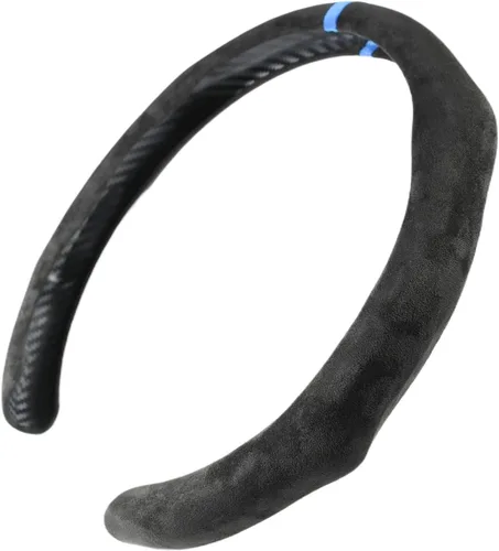 Miniatura 15 de Funda de volante deportiva con patrón de fibra de carbono de instalación rápida, ajuste universal de 14½ a 15 pulgadas para automóvil sedán cupé SUV