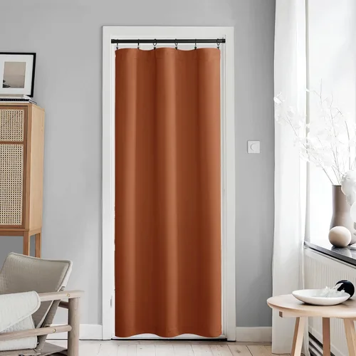 Miniatura 320 de NICETOWN Cortinas opacas unicolor con aislamiento térmico para puerta francesa, granja, oscurecimiento de habitación, puertas y ventanas de Marrón