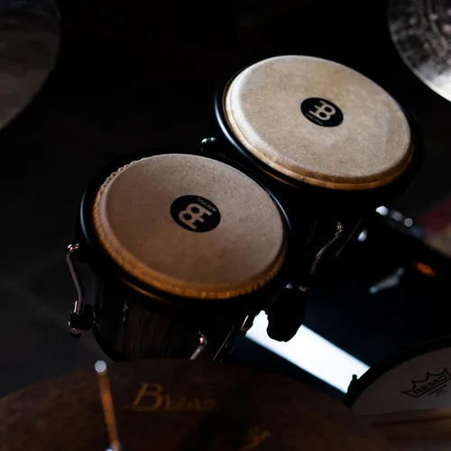 Miniatura 10 de Meinl Percussion HB100SNT-M bongós de madera natural de 6 3/4 y 8 pulgadas, Negro