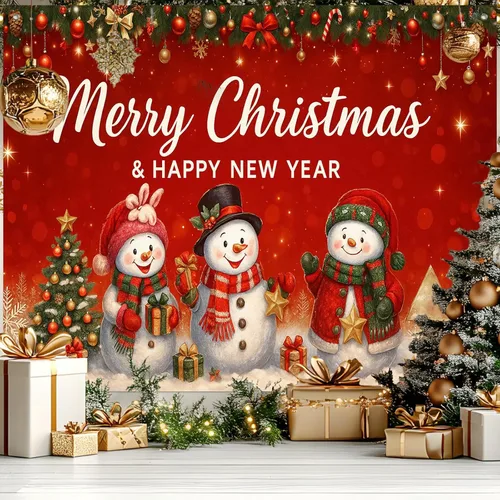 Miniatura 10 de BlissYard Pancarta de Fondo de Navidad de 8 x 6 pies Papá Noel Trineo Reno Feliz Navidad Árbol Muñeco de Nieve Regalos País de las Maravillas