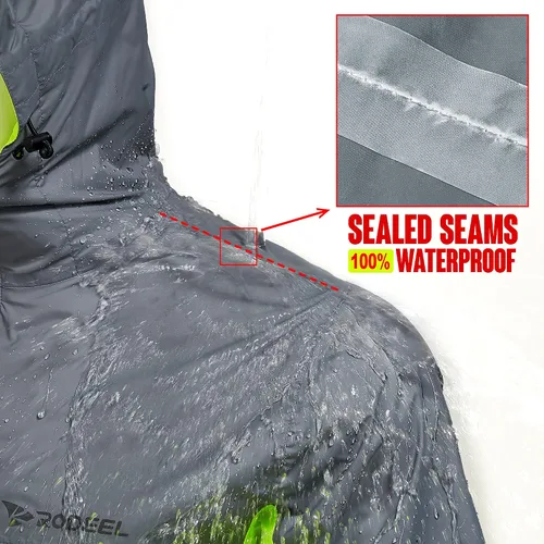 Miniatura 2 de Rodeel Chaqueta impermeable para hombre, ligera, reutilizable, con capucha, para actividades al aire libre