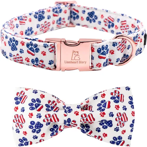 Miniatura 28 de Lionheart glory Collar de perro, Collar de perro para niños con corbatín azul ajustable, Collar con corbata para perros grandes Bandera