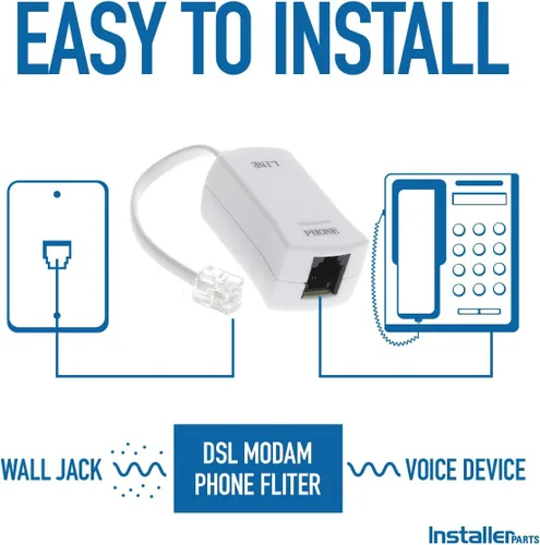 Miniatura 2 de InstallerParts Filtro de teléfono DSL para módem – para eliminación de interferencias y bloqueador de ruido estático para contestador, máquina