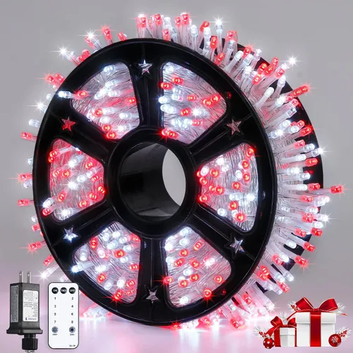 Miniatura 21 de JMEXSUSS 150 luces LED azules de Navidad para interiores y exteriores, luces de cadena conectables de 59 pies con enchufe, 8 modos de luces de hadas