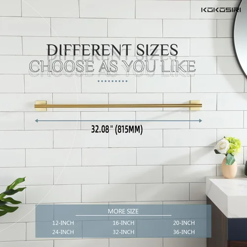Miniatura 5 de Toallero de baño KOKOSIRI de 32" para cocina y baño, barras de toalla de 32 pulgadas, acero inoxidable cepillado dorado B4005BG-L32 Oro cepillado