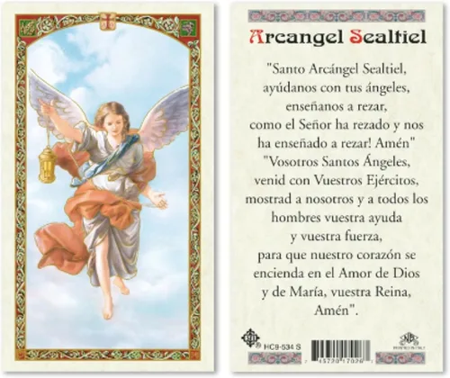 Miniatura 8 de Seven Arcángeles - Tarjetas de oración católicas laminadas en español para orientación celestial, Miguel Gabriel Rafael Uriel Barachiel Jhudiel
