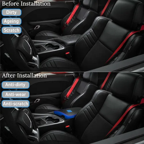 Miniatura 2 de para Dodge Challenger 2015-2023 Funda para Reposabrazos de Coche Impermeable Almohadillas de Consola Central Fundas de Protección contra Arañazos