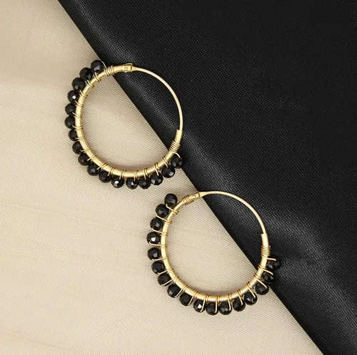 Miniatura 3 de Gempires - Aretes de cristal con cuentas naturales, hechos a mano, hipoalergénicos, sin deslustre, chapados en oro, aretes colgantes