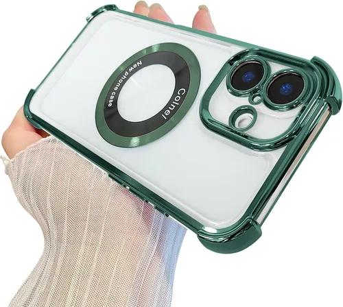 Miniatura 65 de Funda magnética transparente para iPhone 14 Plus, lujo brillante en las cuatro esquinas, protección de grado militar a prueba de golpes