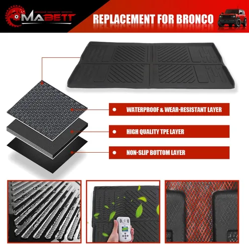 Miniatura 4 de Mabett - Tapete de carga para maletero para Ford Bronco Accesorios 2026 2021-2025 de 2 puertas, material TPE para todo tipo de clima para evitar