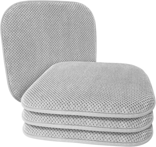 Miniatura 13 de Cojines para Sillas de Cocina Vino Rojo Antideslizantes de Espuma para Oficina, Cojines para Asientos Lavables, Almohadillas Gruesas y Suaves, Rojo