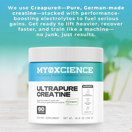 Miniatura 3 de MYOXCIENCE Creapure® Monohidrato de creatina Respalda la fuerza y la masa muscular, la cognición y la masa corporal magra Sin sabor 60 porciones
