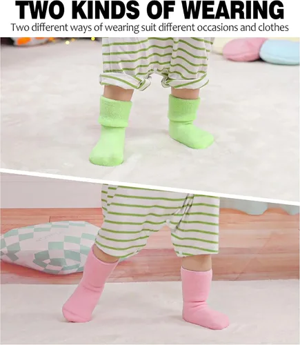 Miniatura 4 de SDBING Calcetines Antideslizantes para Bebés Niños y Niñas Infantes y Niños Pequeños Calcetines de Tobillo y Tripulación de Algodón Grueso y Cálido