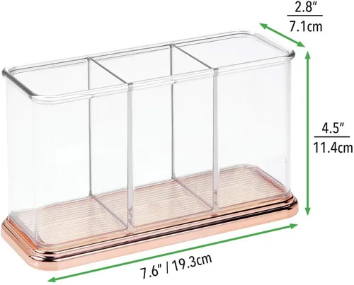 Miniatura 7 de mDesign Organizador de plástico con soporte para tazas, organizador de almacenamiento dividido para escritorios, oficina, mesas, espacios