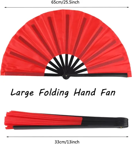 Miniatura 2 de Paquete de 4 ventiladores de mano plegables grandes para mujeres/hombres, ventilador chino de Kung Fu de mano, abanicos plegables decorativos