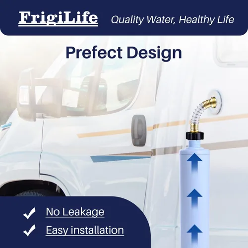 Miniatura 8 de Filtro de agua en línea RV con protector de manguera antitorceduras, certificado NSF/ANSI 42, filtración GAC y KDF, reduce el cloro y los olores