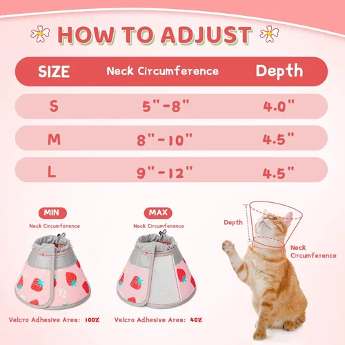 Miniatura 4 de Collar de cono de gato suave para dejar de lamer, ajustable, plegable, ligero, conos para gatitos después de la cirugía, recuperación para gatos